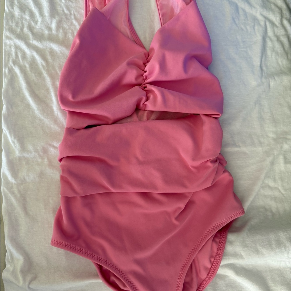 Chic Pink Ruched One-Piece Swimsuit